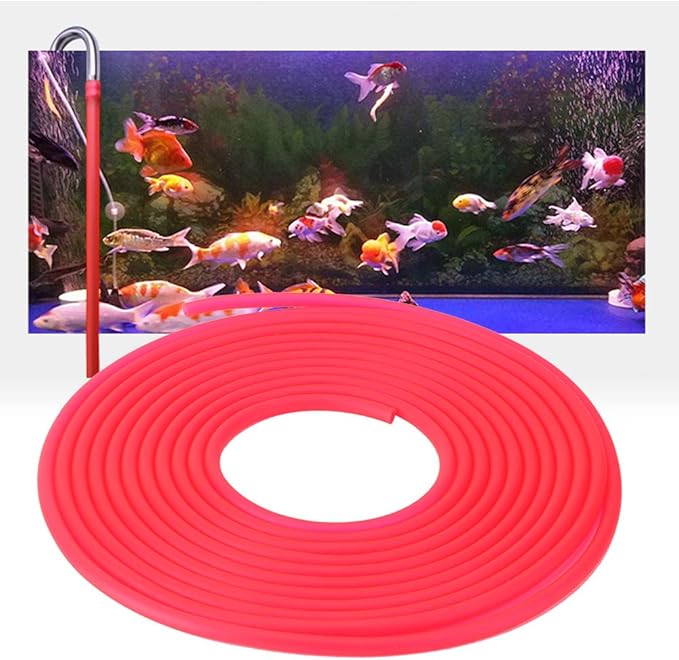 AYNEFY Pump Tube Silicone Fish Oxygen Hose Soft Water Hose Silicone Tube to Use Silicone Tubing for Aquarium Accessories Aquarium Air Hose, 196.9inch Aquarium (Red)