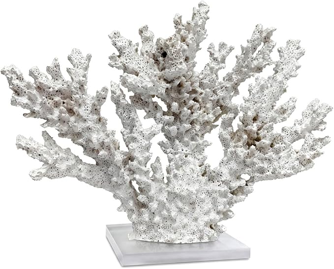 decorlWhite reefs, Artificial Coral Statues, Nautical Decorations for Beach Themed Homes, Resin Artificial Coral Ocean Decorations (Large Size)