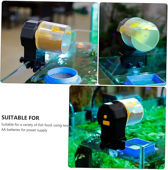 1set Automatic Fish Feeder for Aquariums Timer Battery Operated Capacity Easy to Use for Vacation Feeding Compatible with Pellet and Flake Food