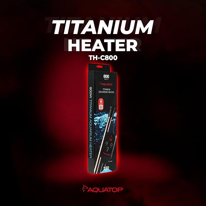 Aquatop 800W Titanium Heater with Controller – Submersible for Tanks Up to 270 Gallons, Adjustable 68-92°F, Durable for Large Fish & Turtles, TH-C800