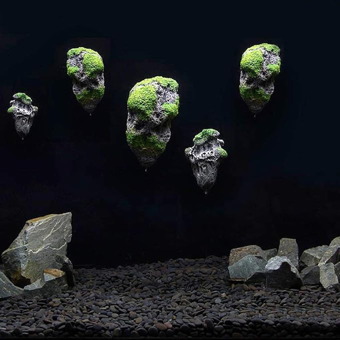 Zerodis Artificial Suspended Rock,Floating Moss Rocks Resin Stone Decorations Flying Suspended Stone Decoration(S)