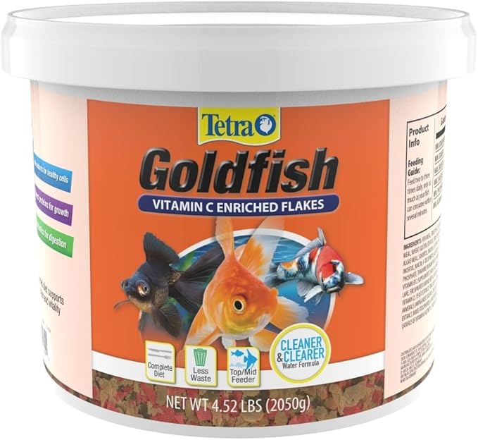 Tetra Goldfish Flakes, Nutritionally Balanced Diet For Aquarium Fish, Vitamin C Enriched Flakes, 4.52 lbs oz