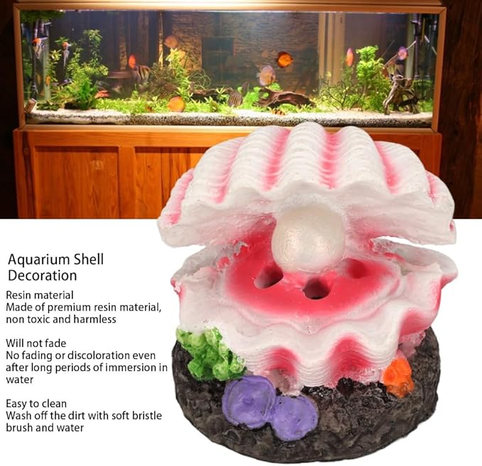 Resin Aquarium Shell Bubbler Ornament Bubble Dispersion Design Corals Decoration with Air Stone for Fish Tank