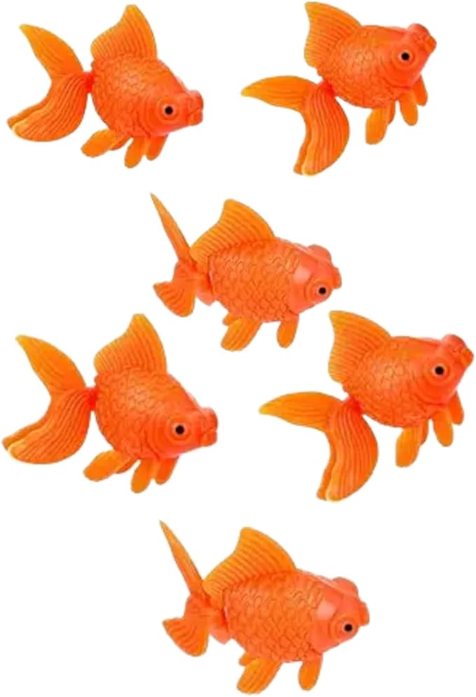 6 Pcs Orange Fake Floating Fishes Plastic Fake Goldfish Artificial Aquarium Fishes Colorful Realistic Artificial Moving Fish Ornament Decorations