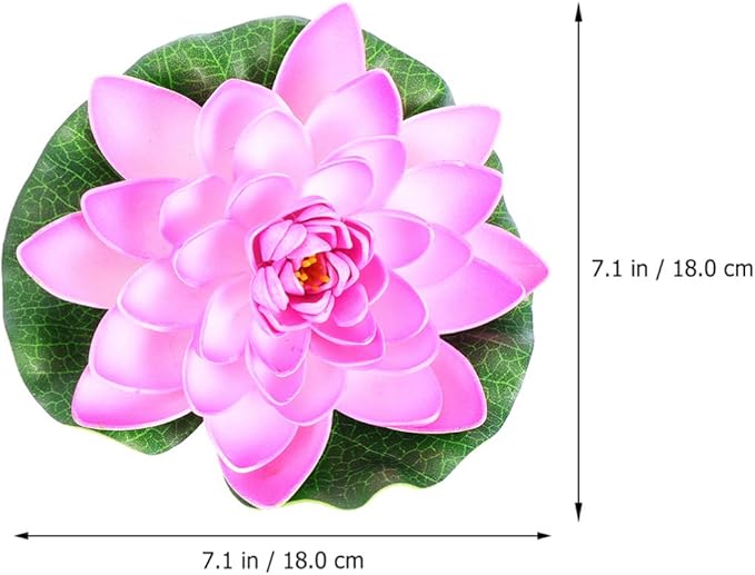 POPETPOP 6PCS Lotus Fake Pond Plants - Artificial Floating Water Lily Lotus Pool Decor - Realistic Water Lily Pads for Home Outdoor Patio Aquarium Wedding Party Decorations