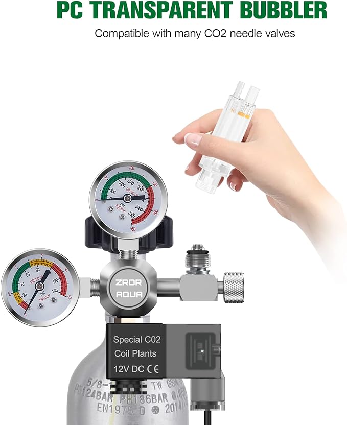 Co2 Bubble Counter, with Check Valve, for Threaded Connection of Co2 Generator Regulator Planting Aquarium