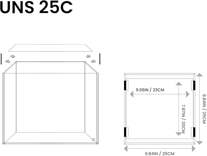 Ultum Nature Systems Tank Lids for Rimless Tanks - Ultra Clear Frameless Lid, Cover for Glass Aquarium - 25C, 25S, 25T (Flush Fit)