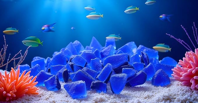 Galapagos (05131 Aquarium Sea Glass, Deep Sea Blue, 4lb Bag