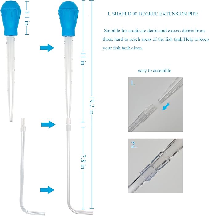 AREPK Aquarium Coral Feeder Fish Feeder Waste Clean Tool Manual Cleaner Water Changer Fish Tank Cleaning Tool Siphon Dropper Waste Remover Aquatic Bottom Feeder Pipette Aquarium