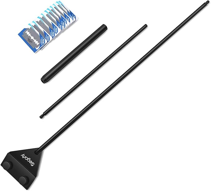 Segarty Aquarium Algae Scraper, 26.5" Stainless Steel Cleaner with 10 Replaceable Stainless Blades, Cleaning Razor for Removing Residue in Fish Plant Glass Tank