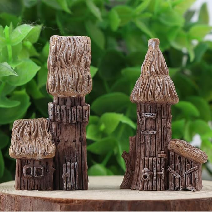 Opexicos 7Pcs Micro Landscape Accessories Resin Rockery and House Crafts Ornaments Sand Table Supplies Aquarium Accessories