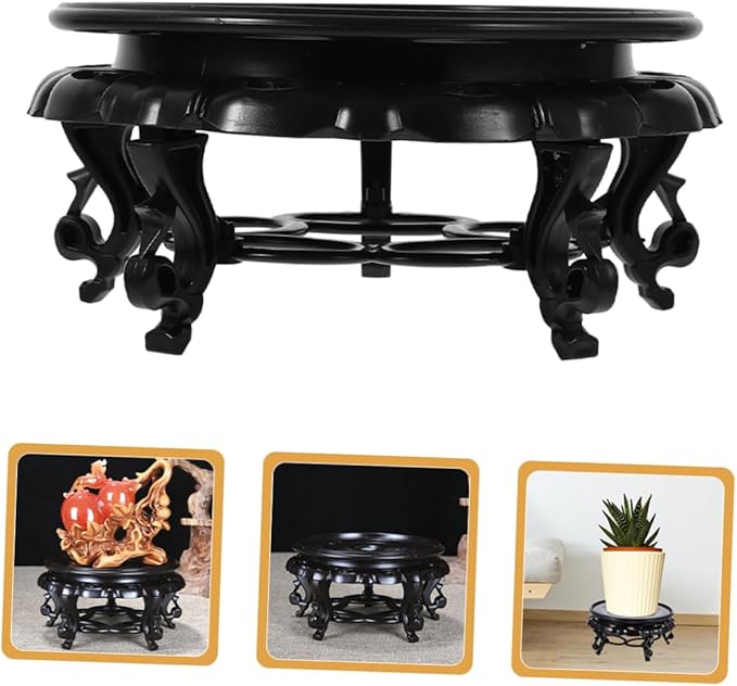Chinese Style Resin Wooden Base Tray Fishbowl Stand Vase Base Tall Stand for Large