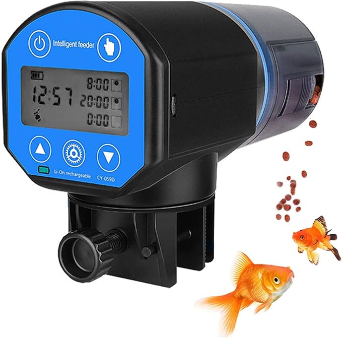 Automatic Fish Feeder,USB Rechargeable 200ML Large Capacity Aquarium Fish Tank Food Dispenser with Timer for Small Tank, Big Aquariums & Pond for Vacation and Weekend