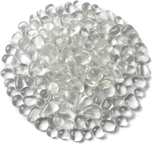 WAYBER Glass Stones, 1Lb/460g Irregular Sea Glass Dercorative Rocks Non-Toxic Artificial Crystal Pebbles for Aquarium Decoration/Vase Filler/Table Scatter/Handcraft/Jewelry Making/Gems Display, Clear