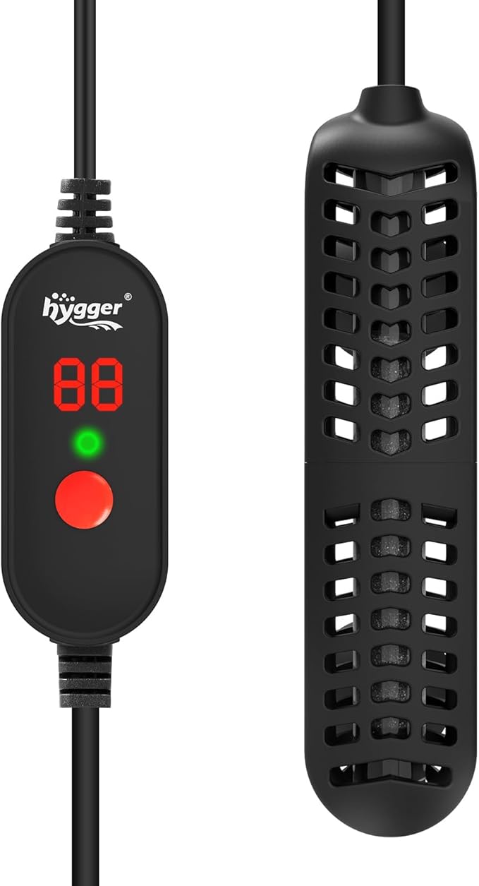 hygger 50W Small Aquarium Heater for Betta Fish Tank with Adjustable Temperature External Controller and Over-Temperature Protection for 10-20 Gallons Freshwater & Saltwater Fish Tank Turtle Tank