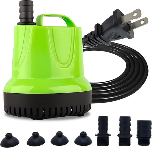 40W Submersible Water Pump for Aquarium, Pond, Pool Draining, Fish Tank - Small Water Change Pump, Mini Water Circulation Pump for Outdoor Fountains, Hydroponics, and Waterfalls