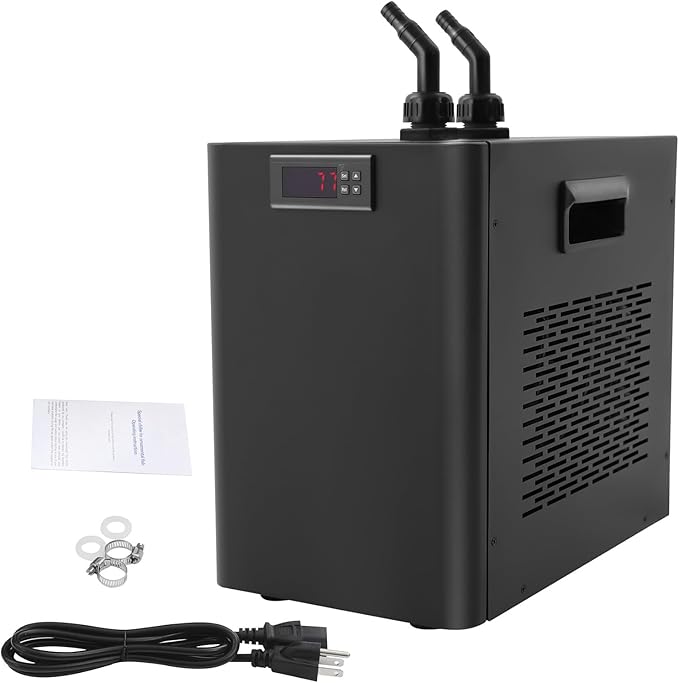 42Gal Aquarium Chiller for Axolotl 1/10HP Water Cooler Fish Tank Chiller Hydroponics Cooling System with Adjustable Temperature, 160L Water Chillers for Aquarium Aquaculture