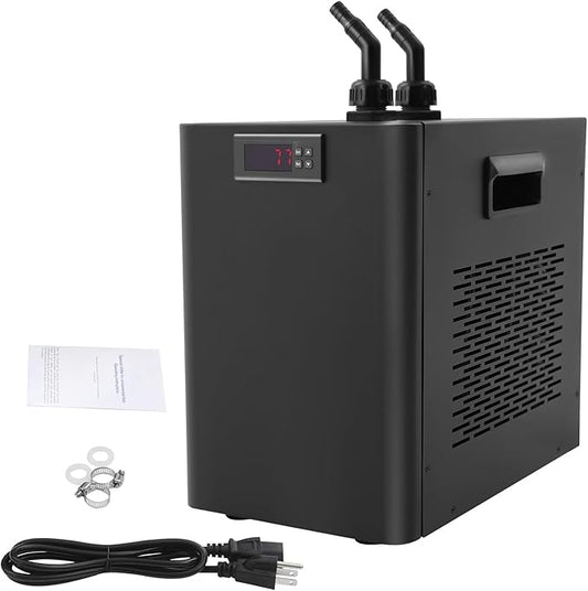 42Gal Aquarium Chiller for Axolotl 1/10HP Water Cooler Fish Tank Chiller Hydroponics Cooling System with Adjustable Temperature, 160L Water Chillers for Aquarium Aquaculture