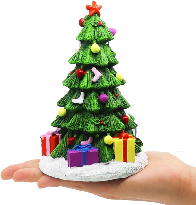 Ulifery Christmas Tree Aquarium Ornament Christmas Fish Tank Decorations for Betta Hiding 3-20 Gallon Tank, Green