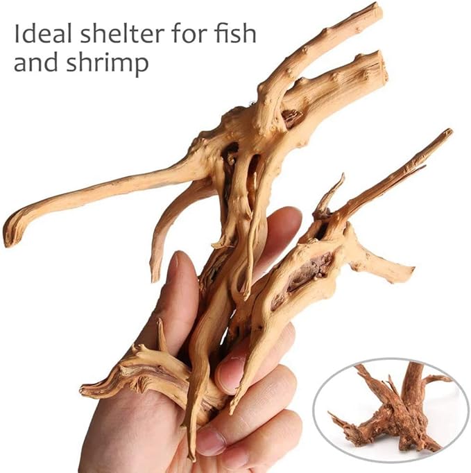 16 Pcs Aquarium Fish Tank Decoration Fish Tank Cave Hideout Driftwood Brown & Wood Color