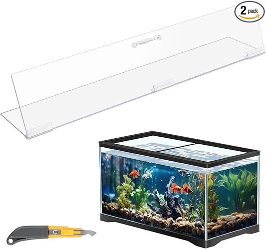 Sieral Aquarium Polycarbonate Canopy Set 15.37 x 7.63 x 0.12 Inch for 5 Gallon Without Center Brace Aquariums Cover Fish Tank Lid with a Hook Knife, Clear