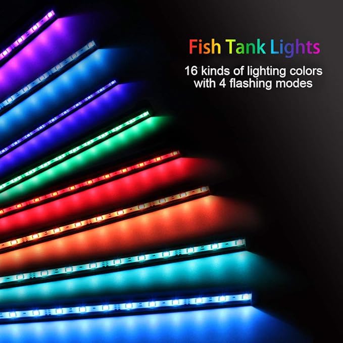 MQ 8 in Submersible LED Aquarium Light, 1.2W Color Changing Fish Tank Light with Remote Control, IP68 Crystal Glass 9 LEDs Lights Bar, for Fish Tank 10-15 inch