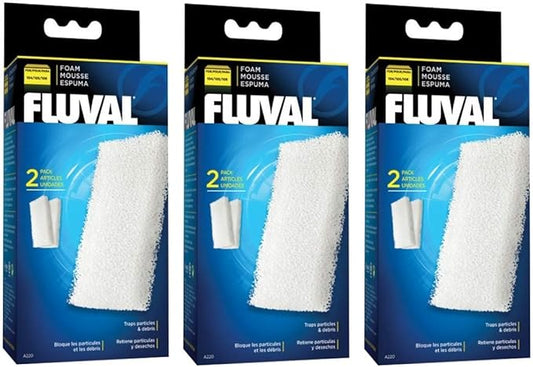 (3 Pack) Fluval Filter Foam Blocks, 104/105, 2 Blocks each