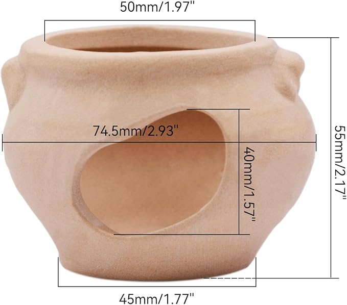 AnRui Aquarium Decorations Mini Ceramic Jar Fish Tank Hideout Cave Cute Pot Aquarium Accessories Decor Ornaments for Cichlid, Small Fish, Shrimp to Play Hide Breed Habitat