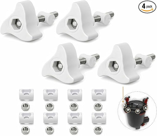 4 Pack A20215 Replacement Parts Compatible with Fluval Canister Filters, Lid Fastener Compatible with Fluval FX6 FX5 FX4 FX2, Includes 4 Fasteners & 8 Barrel Nuts, Secure Fit and Long Lasting