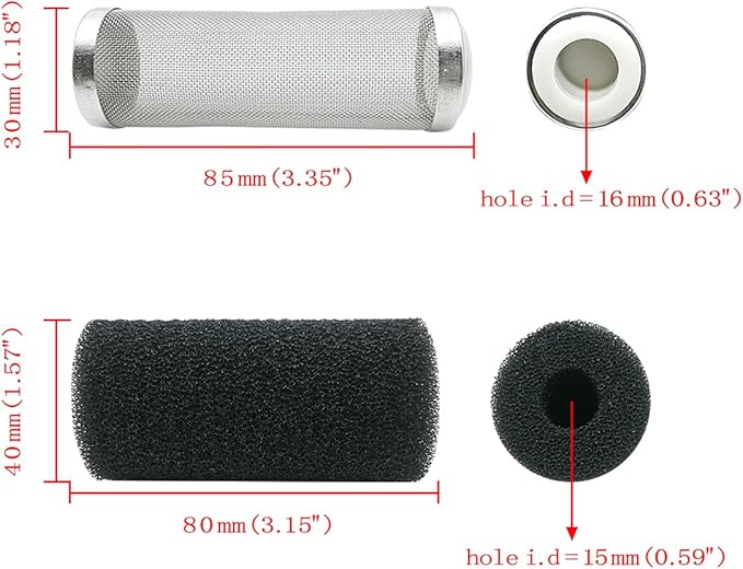 16mm Stainless Steel Aquarium Mesh Net Filter Guard Fish Shrimp Inflow Inlet Basket for Aquarium Percolator with Fish Prefilter Intake Sponge Cover