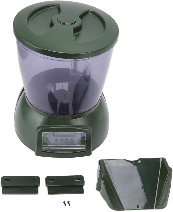 Asixxsix Automatic Fish Feeder, 4.25L Large Capacity LCD Screen Weatherproof Outdoor Automatic Pond Fish Feeder, Vacation with Adjustable Portion Control 1-4 Daily Feedings