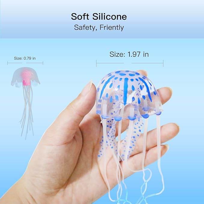 DJDIRY 5 PCS Aquarium Ornaments Soft Silicone Mini Jellyfish Decorations, Floating Artificial Realistic Jellyfish Marine Animal for Large/Small Fish Tank DIY