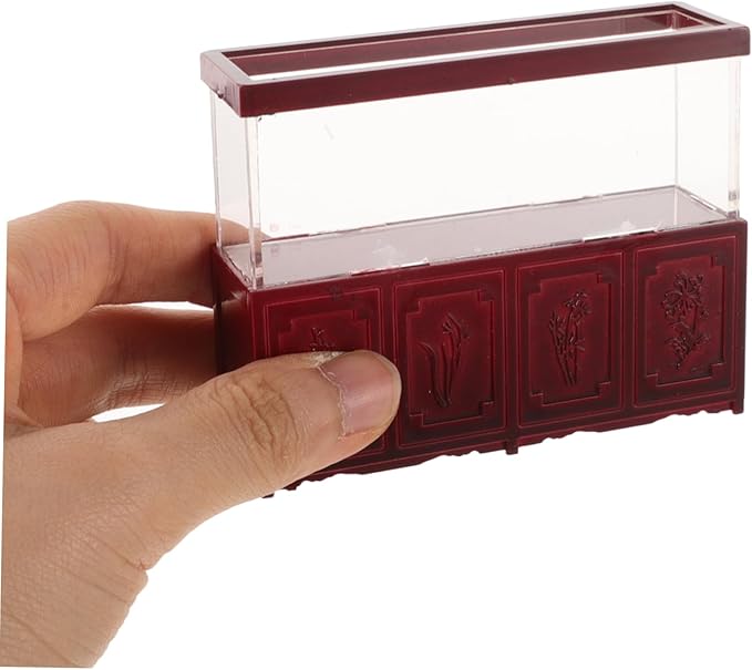 BESPORTBLE Miniature Fish Tank Figurine for Dollhouse Vintage Red Ming Style Aquarium Decor Realistic Sand Table Ornament for Home Office Desktop Landscaping House Accessories