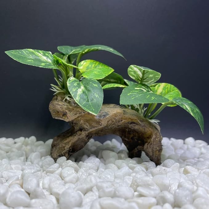 Fish Tank Decorations Aquarium Decor Ornaments Betta Silk Leaf pad Hammock Artifical Driftwood cave Goldfish Bowl Accessories (Type-C)
