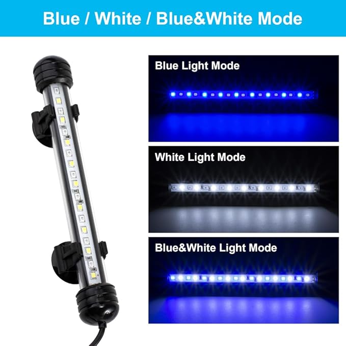 DaToo 6W 11inch Submersible Aquarium Light Underwater Fish Tank Light LED Aquarium Light Bar with Timer Auto On/Off and Dimmer Adjustable Brightness, 1 Yr Warranty