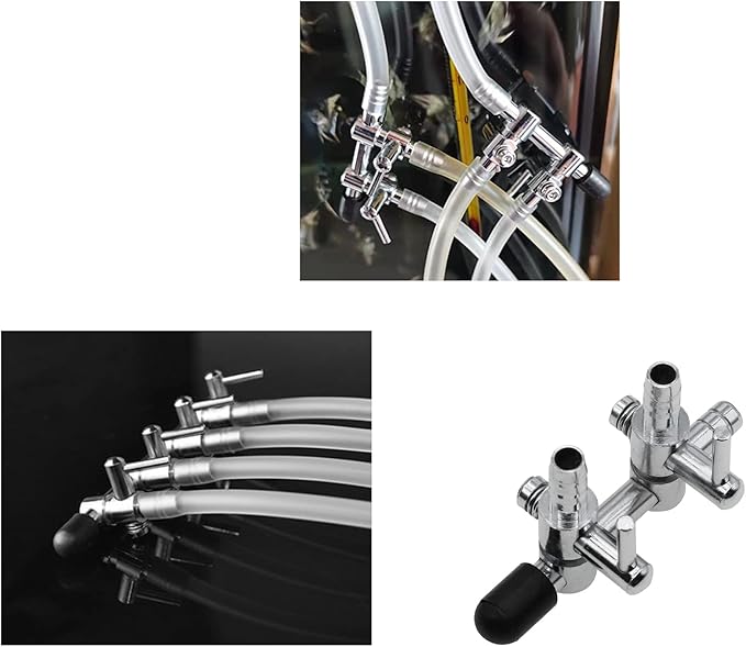 2 Pcs Stainless Steel Air Splitter Flow Control Valve 2-Way Fish Tank Air Flow Control Lever Valve Distributor Splitter Aquarium Control Valve Accessories