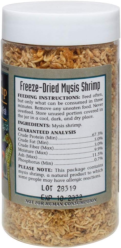 San Francisco Bay Brand Freeze-Dried Mysis Shrimp - Premium Fish Food, Tropical Fish Food, Shrimp Food - Ideal for Freshwater and Saltwater Fish, Cichlids, Angels, Seahorses - 0.49 oz (14g)