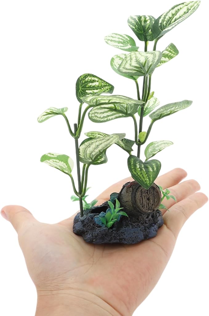 Aquarium Plastic Plants, Silk Aquarium Plants, Silk Plants for Betta Fish Tank, Plastic Plant Decor for Aquarium, Green, Pointed Leaves, 7.09" Tall