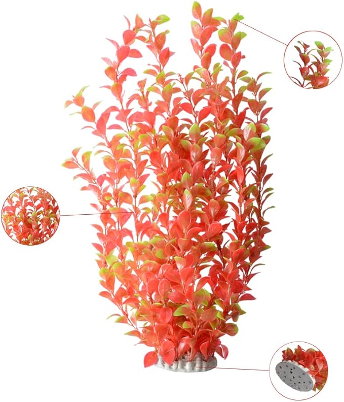 Saim Aquarium Artificial Plastic Plants Decor Fish Tank Ornament 16" Height Assorted Color