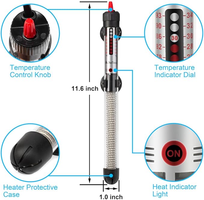 DaToo Aquarium Heater Fish Tank Heater Submersible 300 Watt, 1 Yr Warranty