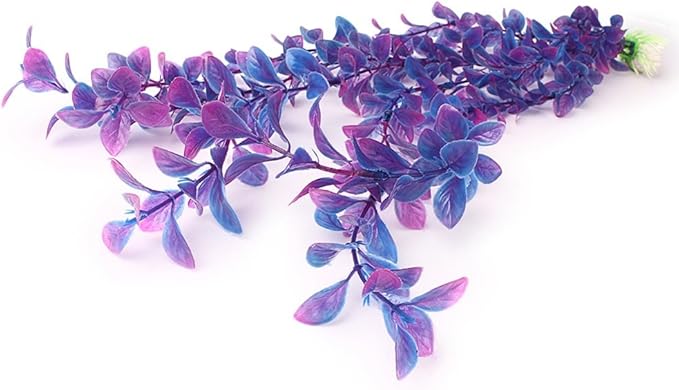 Artificial Aquarium Plants Decoration Plastic Water Ornament for Fish Tank Decor, 16Inch, Purple, 3PCS