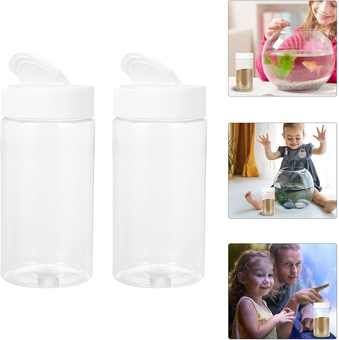 FRCOLOR 2pcs Fish Feeding Bottles Automatic Fish Feeders Storage Containers White Vacation Food Dispenser