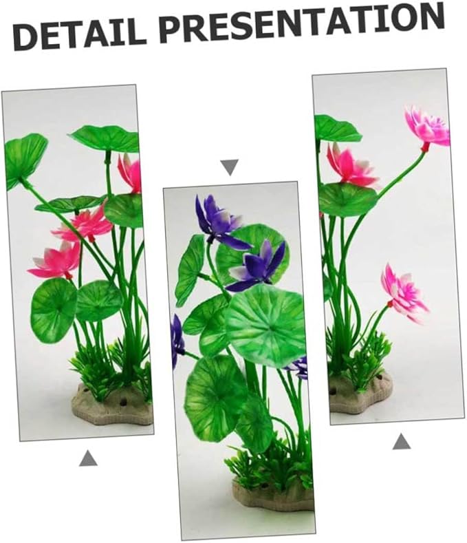 Elegant 4 Piece Resin Lotus Fish Tank Decor Safe for Salt Fresh Water Aquariums