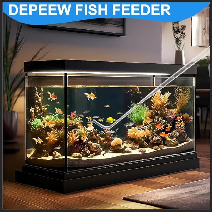 50ml Aquarium Coral Fish Feeder, 27.7IN Extra Long Turkey Baster for Aquarium Siphon for Fish Tank Water Changer, Aquarium Cleaning Tools, Blue