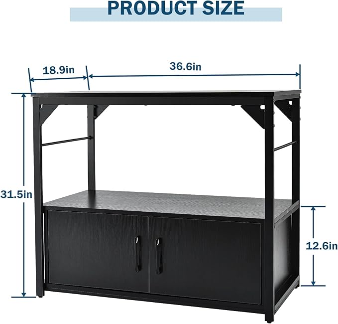 40 Gallon Fish Tank Stand Metal Frame Aquarium Stand with Storage Cabinet, Fish Tank with Stand for Fish Tank Accessories Storage for Fish Lovers, 660LBS Capacity Black 36.6" L*18.9" W Tabletop