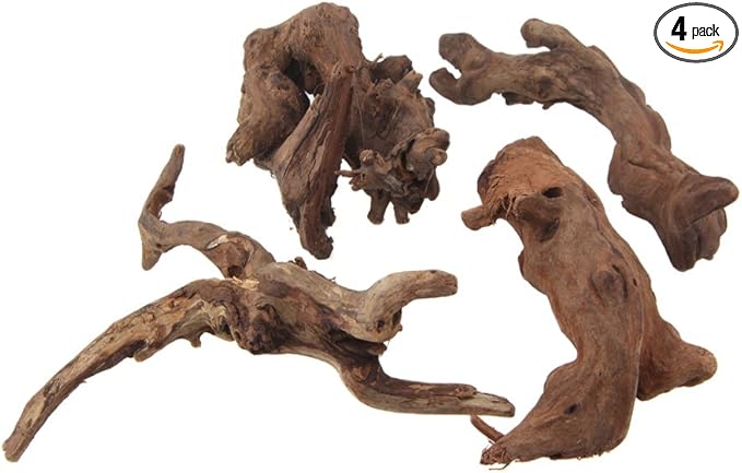 emours Driftwood Branches Reptiles Aquarium Decoration Assorted Size,(6-10 inch in Length),4 Pieces