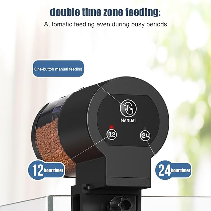 Automatic Feeder - 100ml Battery Operated with Timer, Large Capacity Fish Automatic Feeder | for Small Tank Turtle Shrimp Home Apartment Office Travel Vacation Weekend