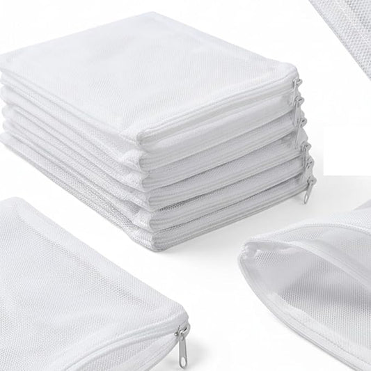 10PCS Aquarium Filter Media Bags with Drawstring Zipper, Reusable Fine Mesh Bags for Activated Carbon, Bio Balls, Ceramic Rings, Substrate, Fish Tank Filter Accessories
