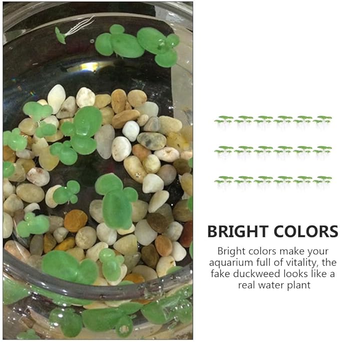 Balacoo 54 Pcs Artificial Mini Duckweed with Root, Mini Fake Duckweed for Aquarium Decor, Plastic Floating Fish Plants for Fish Tank Decor