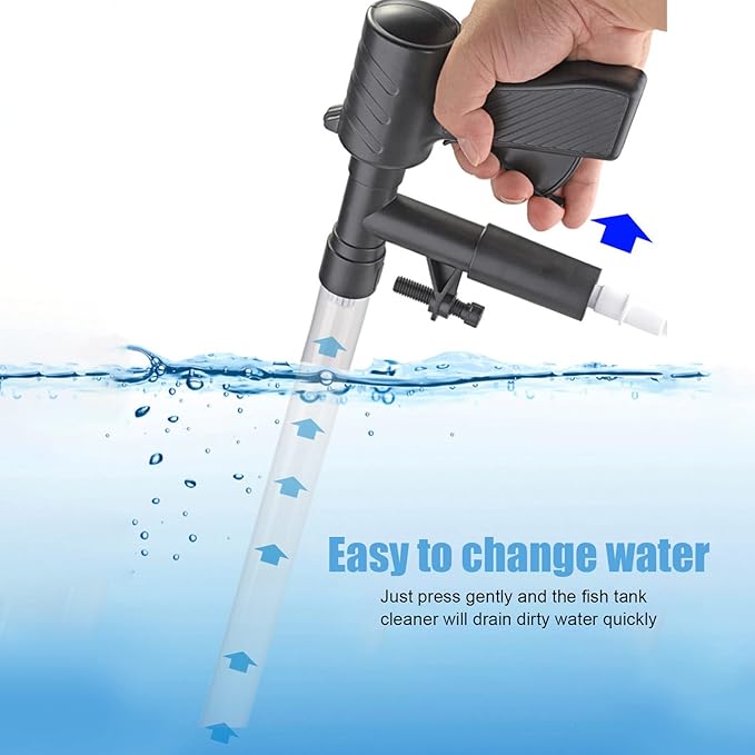 Asixxsix Aquarium Gravel Cleaner, Semi Automatic Aquarium Siphon Vacuum Cleaner Multifunctional Fish Water Changer for Sand Washing, Change Water Fast, Easy to Install